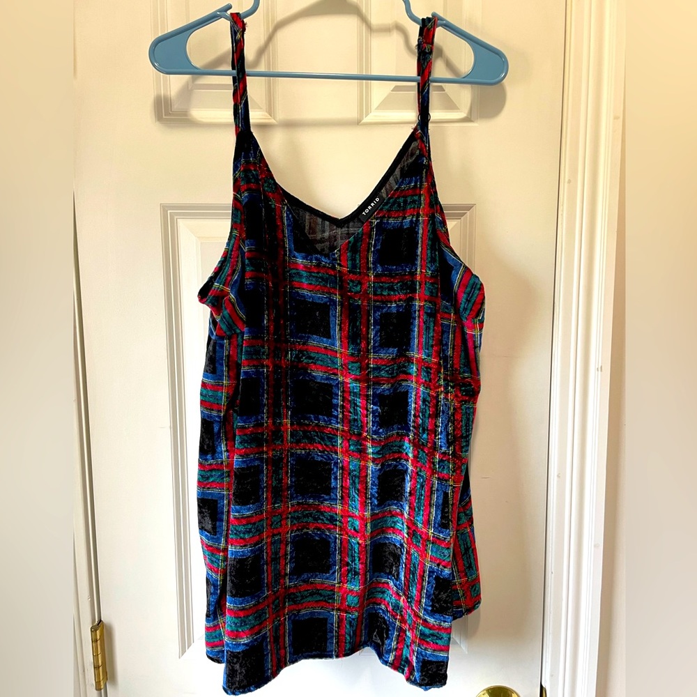 Torrid plaid crushed velvet swing cami size 2